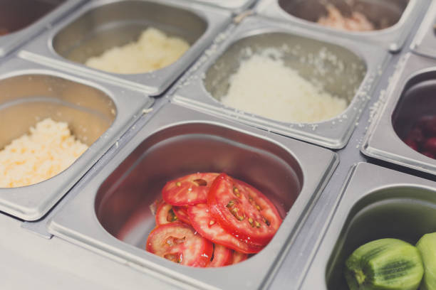istock Sandwich bar salads choice in metal containers 846269962