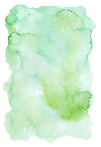 istock Hand painted bright green watercolor texture on white background 846270962
