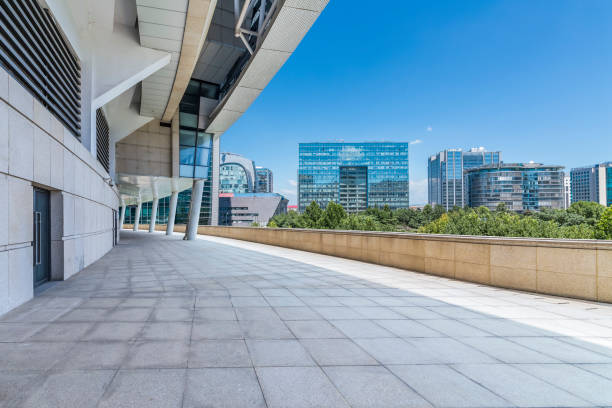 istock Empty floor with modern business office building in beijing,china 846271414