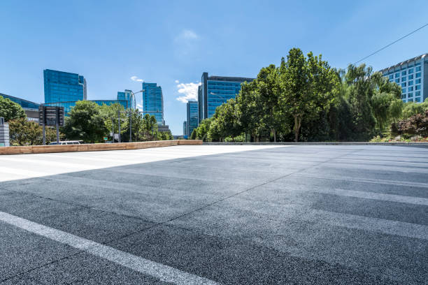 istock Empty Road with modern business office building in beijing 846272052