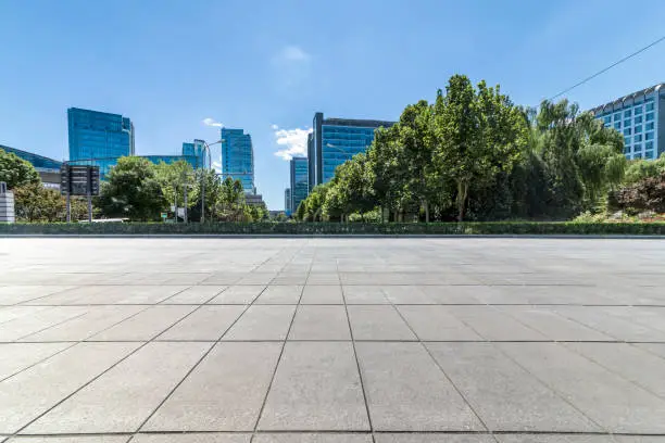 Empty floor with modern business office building in beijing,china