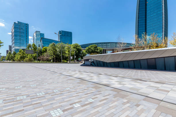 istock Empty floor with modern business office building in beijing,china 846272266
