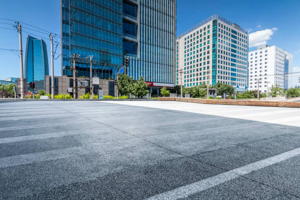 istock Empty floor with modern business office building in beijing,china 846274384
