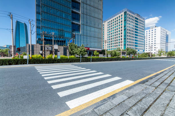 istock Empty Road with modern business office building in beijing 846274460