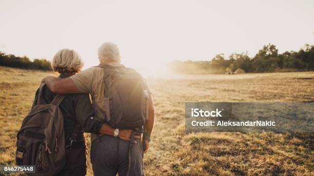 Senior Couple Hiking Stock Photo - Download Image Now - Senior Couple, Senior Adult, Hiking