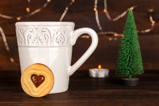 istock Cookie, hot chocolate, Christmas tree, and copy space 846278500