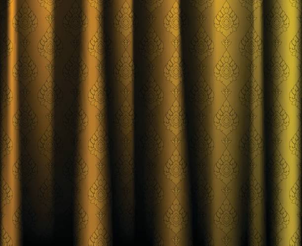 istock Thai vintage wrinkle golden curtain, vector abstract background 846278724