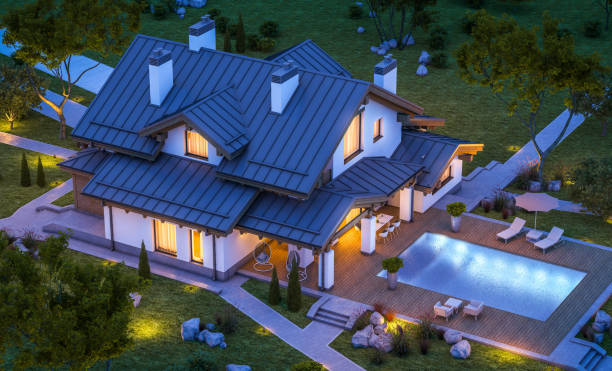 istock 3d rendering of modern cozy house in chalet style 846279282