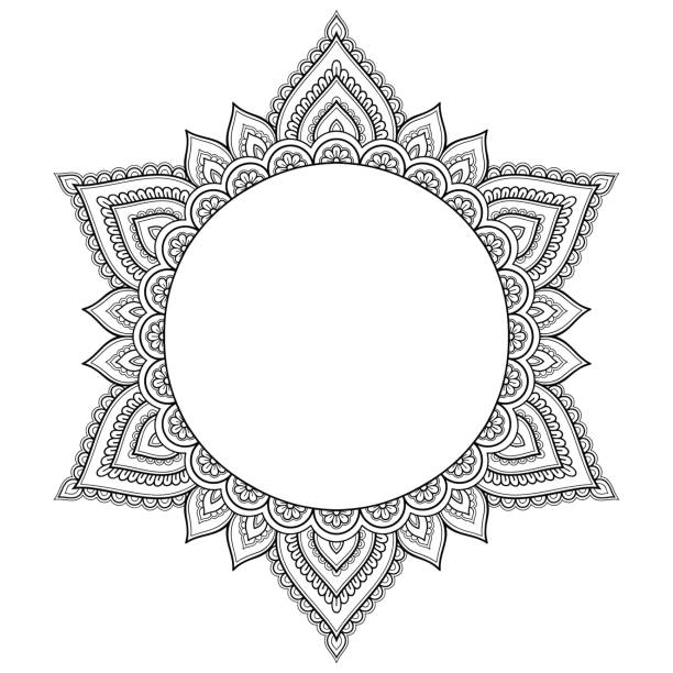 kreismuster in form eines mandalas. henna tattoo mandala. mehndi-stil. dekorative muster im orientalischen stil. coloring book seite. - design abstract petal asia stock-grafiken, -clipart, -cartoons und -symbole