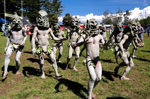 Asaro Mudman tribe man in Mount Hagen festival - 16-08-2014 Papua New Guinea