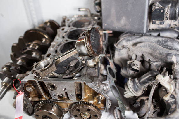 istock Engine valve car maintenance. A deposit on a piston, a large run a long service life 846280568