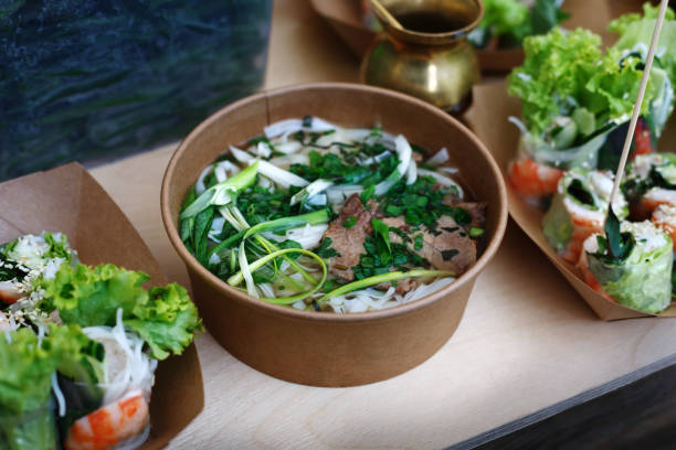 Thai cuisine, take away street food, tom yam soup