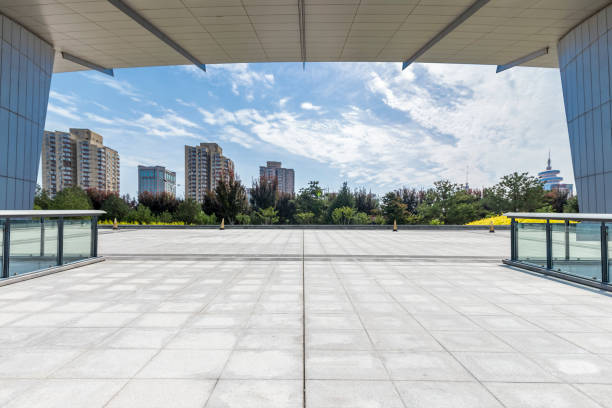 istock Empty floor with modern business office building in beijing 846281202