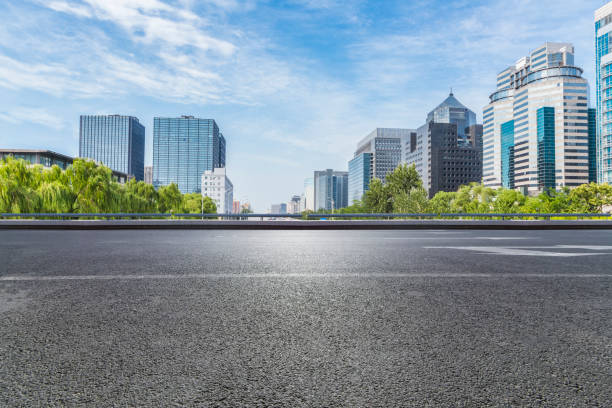 istock Empty Road with modern business office building in beijing 846282026