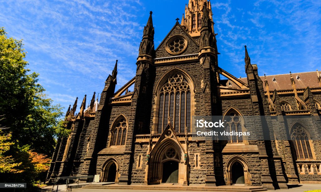 Australia - Melbourne City 2017. Travel photo of Melbourne. St. Patrick's Roman Catholic Cathedral in Melbourne, Victoria, Australia 2017 Stock Photo