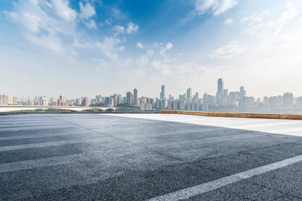 istock Panoramic skyline and buildings with empty road，chongqing city，china 846284966