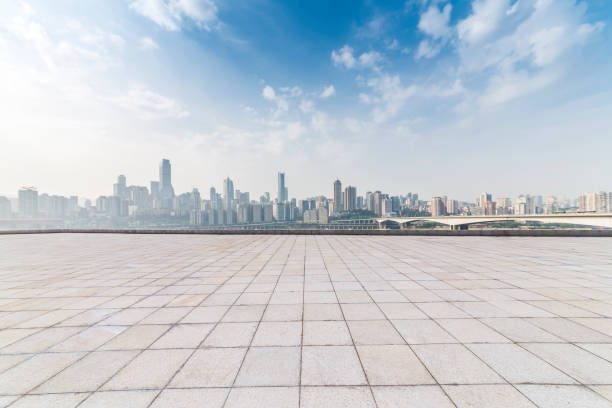 istock Panoramic skyline and buildings with empty concrete square floor，chongqing city，china 846284992
