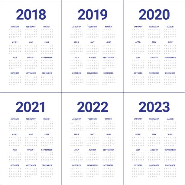 Year 2018 2019 2020 2021 2022 calendar vector Year 2018 2019 2020 2021 2022 2023 calendar vector design template, simple and clean design 2019 stock illustrations