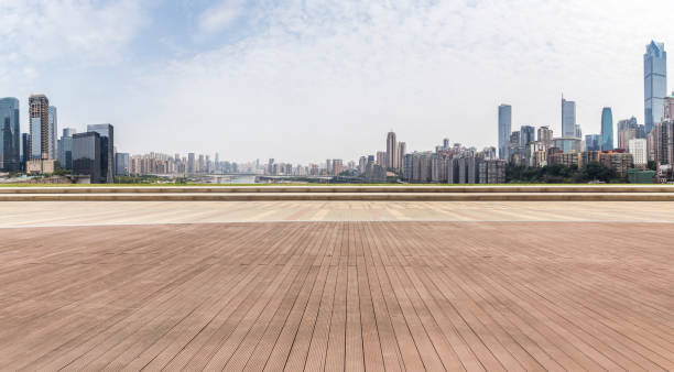 istock Panoramic skyline and buildings with empty concrete square floor，chongqing city，china 846287584