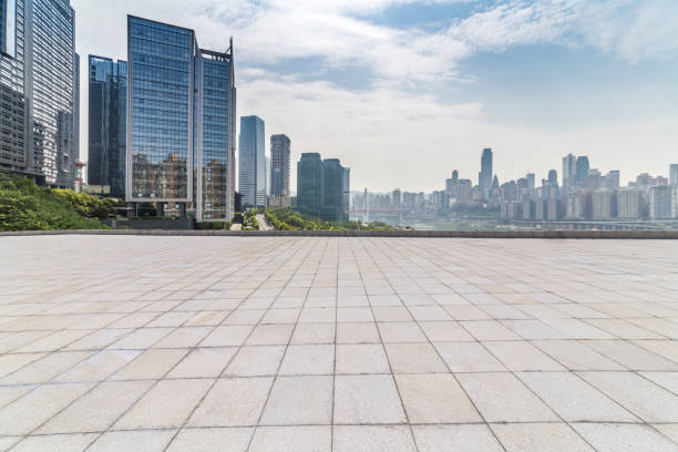 istock Panoramic skyline and buildings with empty concrete square floor，chongqing city，china 846287592