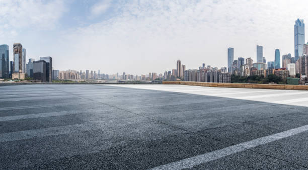 istock Panoramic skyline and buildings with empty concrete square floor，chongqing city，china 846287612