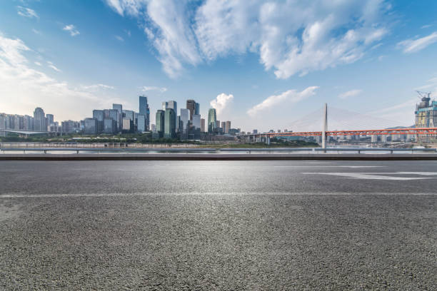 istock Panoramic skyline and buildings with empty road，chongqing city，china 846287806