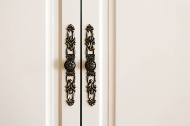 istock Interior detail, white door with decorative handle 846288146