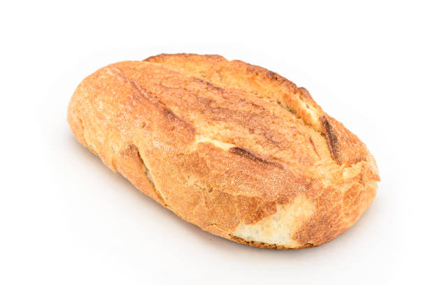 istock Closeup of a whole sourdough bread isolated on white background. 846288366