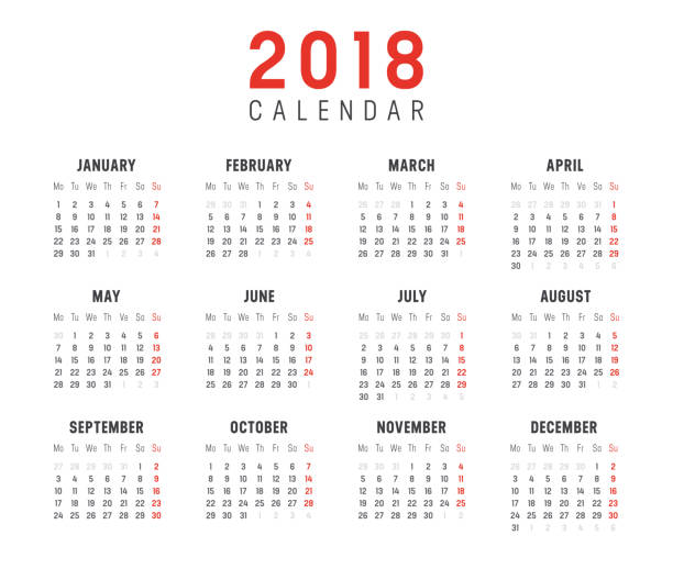 calendario del año 2018 - 2018 fotografías e imágenes de stock