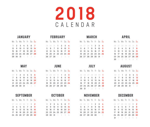 calendrier de l’année 2018 - 2018 photos et images de collection