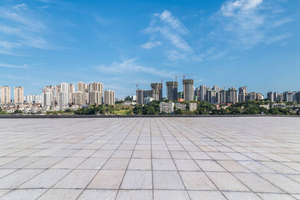 istock Panoramic skyline and buildings with empty concrete square floor，chongqing city，china 846288880