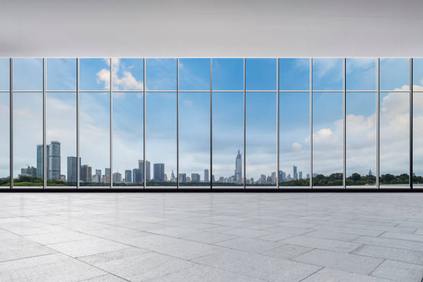istock Panoramic skyline and buildings from glass window 846291494