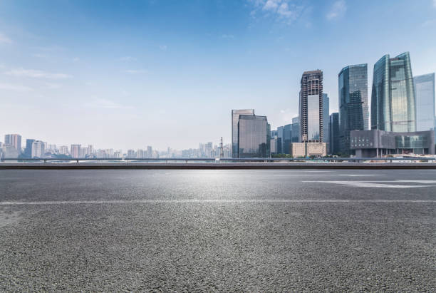 istock Panoramic skyline and buildings with empty road，chongqing city，china 846292062