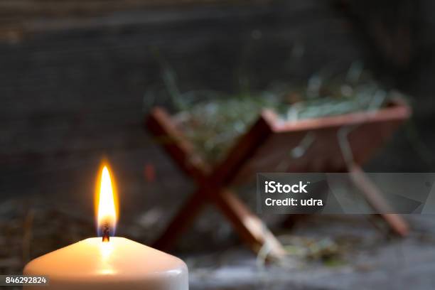Manger Jesus And Light Of Hope Abstract Christmas Symbol Stock Photo - Download Image Now