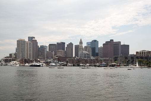 Boston USA skyline and cityscape from the harbor