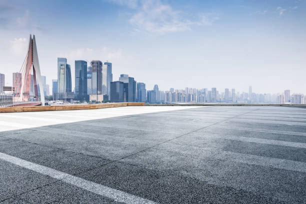 istock Panoramic skyline and buildings with empty concrete square floor，chongqing city，china 846295030