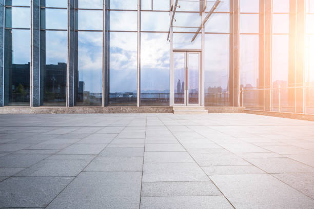 istock Empty floor with modern business office building 846296000