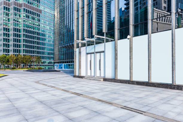 istock Empty floor with modern business office building 846296166