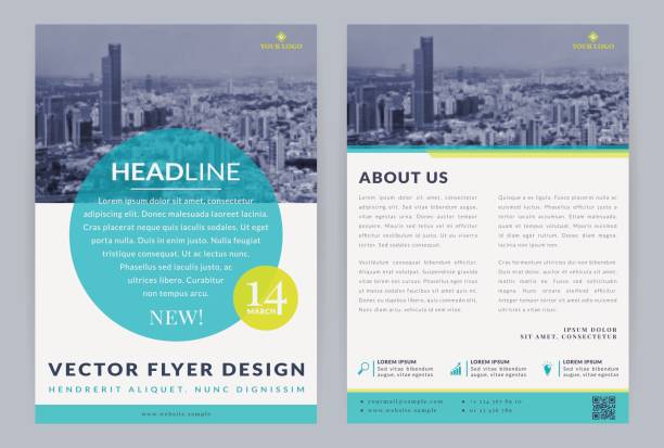 Business flyer template. Business flyer templates. Vector design with city background or space for your photo. Corporate leaflet or brochure cover. construction company brochure template stock illustrations