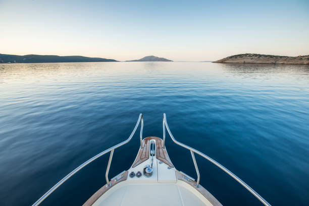 head boat on sea,ocean beautiful blue sky with cloud,summer relax
