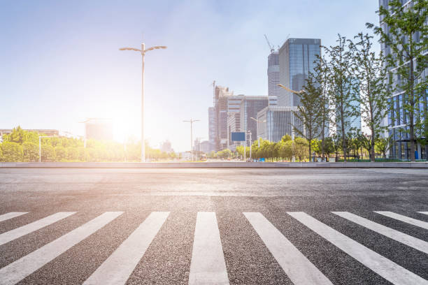 istock Empty Road with modern business office building 846300816