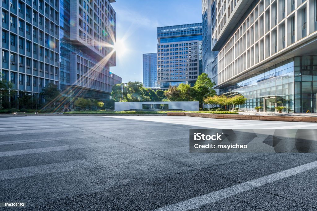 Empty floor with modern business office building Concrete Stock Photo