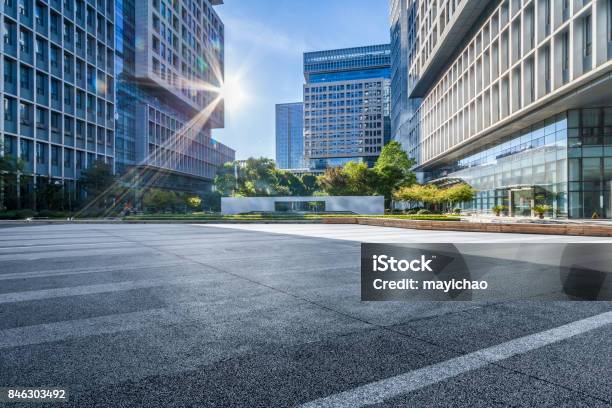 Empty Floor With Modern Business Office Building Stock Photo - Download Image Now - Concrete, Land, Scenics - Nature