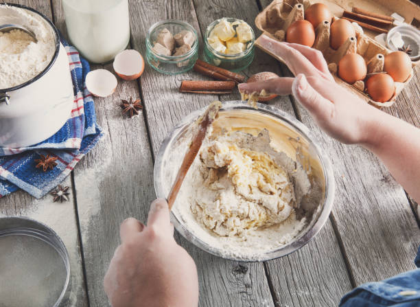 istock Cooking ingredients for baking, eggs, butter and flour 846303522