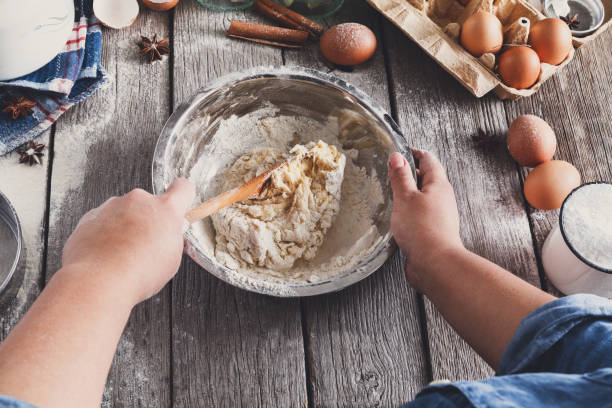 istock Cooking ingredients for baking, eggs, butter and flour 846304248