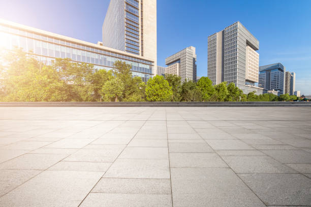 istock Empty floor with modern business office building 846307504