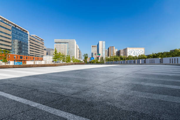 istock Empty Road with modern business office building 846307692