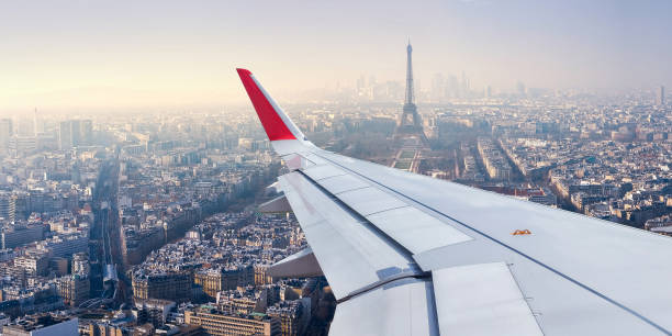 istock Paris Cityscape View from Airplane Window 846311740