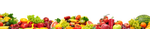 istock Panoramic collection fresh fruits and vegetables 846314608