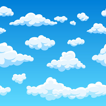 Cloud seamless vector background. Endless cartoon cloudscape. Seamless background cloud and blue sky illustration